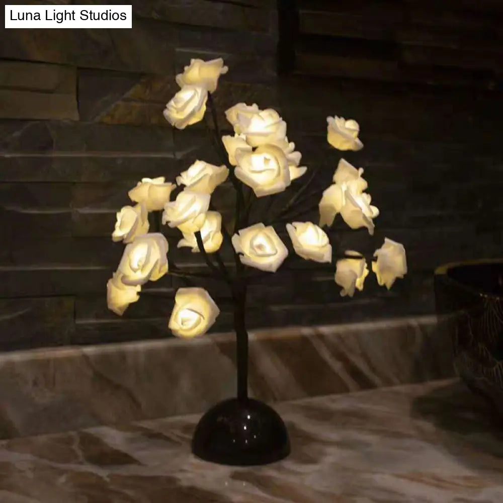 Artistic Led Table Lamp With Black Tree Branch Design - Perfect Nightstand Light For Bedroom