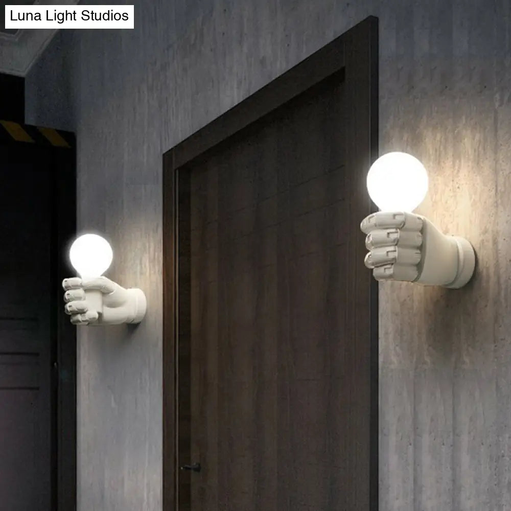Artistic Resin Fist Wall Lamp Fixture: Unique 1 Bulb Mounted Lighting Perfect For Restaurants