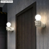 Artistic Resin Fist Wall Lamp Fixture: Unique 1 Bulb Mounted Lighting Perfect For Restaurants