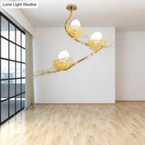 Artistry Golden Pendant Chandelier With Matte White Glass Shades - Perfect For Living Rooms 1/2/3