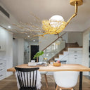 Artistry Golden Pendant Chandelier With Matte White Glass Shades - Perfect For Living Rooms 1/2/3