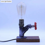Ashley - Silver Metal Finish Night Lamp Faucet-Like Single Industrial Style Table Light With Water