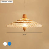 Asia Bamboo Ceiling Light Pendant - 19.5’ / 23.5’ 27.5’ White/Blue