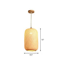 Asia Bamboo Weave Pendant Light Fixture - Restaurant Ceiling Lamp Beige Shade / A