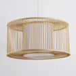 Asia Beige Bamboo Drum Pendant Light For Kitchen Bar - 1-Light Hanging Multiple Sizes Available