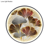 Asia Led Ginkgo Leaf Flush Wall Sconce In Gold With Metallic Shade