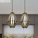 Asia Wood Cone Hanging Lamp - Brown Ceiling Pendant Light With White Parchment Inner Tube Shade