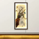 Asian Aluminum Led Wall Mount Light In Black With Butterfly Mountain Landscape Mural