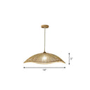 Asian Bamboo Wave-Edge Suspension Pendant Light With 1-Bulb In Beige Ideal For Bedroom Lighting / 14