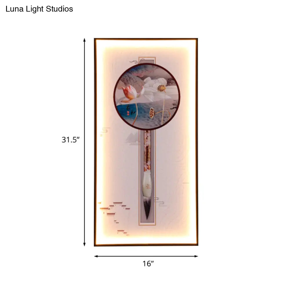 Asian Dragonfly/Lotus Led Mural Sconce: Elegant Dining Room Wall Mount Lighting In Black