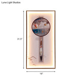 Asian Dragonfly/Lotus Led Mural Sconce: Elegant Dining Room Wall Mount Lighting In Black