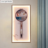 Asian Dragonfly/Lotus Led Mural Sconce: Elegant Dining Room Wall Mount Lighting In Black