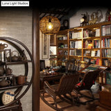 Asian Rattan Ball Ceiling Light - Coffee Pendant Fixture For Living Room 1 Bulb