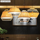 Asian Rattan Hand-Twisted Wood Ceiling Lamp: 1-Bulb Pendant Lighting For Bedside