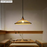 Asian Style Bamboo Ceiling Light: Hemispherical 1 Bulb Wood Hanging Lamp For Restaurants