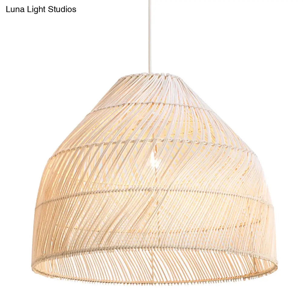 Asian Style Rattan Pendant Light With Hanging Wire - Bell Shape Lighting Fixture (39) Bedroom Décor