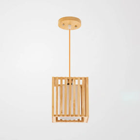 Asian Wood Island Pendant Light - Natural Finish 1 /