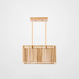 Asian Wood Island Pendant Light - Natural Finish 2 /