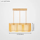 Asian Wood Island Pendant Light - Natural Finish