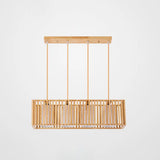 Asian Wood Island Pendant Light - Natural Finish 4 /