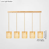 Asian Wood Island Pendant Light - Natural Finish