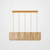 Asian Wood Island Pendant Light - Natural Finish 5 /
