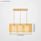 Asian Wood Island Pendant Light - Natural Finish