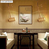 Asian Wood Wall Sconce Lamp With Bamboo Shade