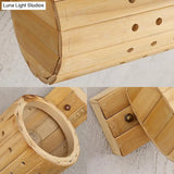 Asian Wood Wall Sconce Lamp With Bamboo Shade