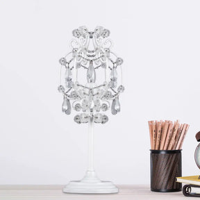 Askella - Retro Style Lantern Table Lamp Metal 1-Light Nightstand Lighting In White/Gold With Clear