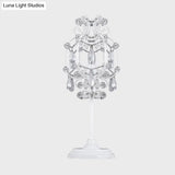 Askella - Retro Style Lantern Table Lamp Metal 1-Light Nightstand Lighting In White/Gold With Clear
