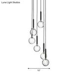 Auraolie - Modern Black Globe Multi Light Chandelier Simple Glass Pendant Lighting Fixture For