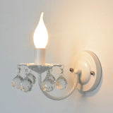 Baby Bedroom Crystal Ball Wall Sconce - Nordic Style Metal Candle Light (1 Bulb) White