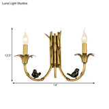 Bamboo Backplate Brass Candle Sconce Light- Classic Metal Wall Mounted Lighting