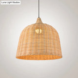 Bamboo Bell Hanging Lamp: Handcrafted 1-Light Pendant For Restaurants - 10’/12’/23.5’ Wide