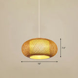 Bamboo Cage Pendant Light For Tearoom - Chinese Style 1 Bulb Beige / H
