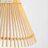 Bamboo Cone Ceiling Lamp: Modern Wood Pendant Light - Ideal For Living Room