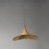 Contemporary Bamboo Pendant Lamp - Hat Shape 1 Light Beige 16/19.5 W