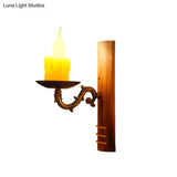 Bamboo Cottage Wall Light Fixture: Brown Rectangular 1-Bulb Lamp For Living Room Flameless Candle