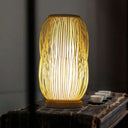 Bamboo Cylinder Desk Light - Wood Base 1-Bulb Task Lighting