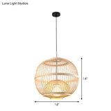 Bamboo Cylinder Pendant Light - Japanese Style Ceiling Lamp For Restaurants Beige
