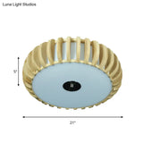 Bamboo Donut Flush Mount 3 - Bulb Ceiling Chandelier - 17’/21’ Wide Traditional Wood Design