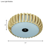 Bamboo Donut Flush Mount 3 - Bulb Ceiling Chandelier - 17’/21’ Wide Traditional Wood Design