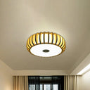 Bamboo Donut Flush Mount 3 - Bulb Ceiling Chandelier - 17’/21’ Wide Traditional Wood Design / 17’