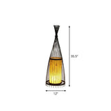 Bamboo Floor Lamp From South-East Asia With Tapered Design And Cylindrical Shade Black / Small