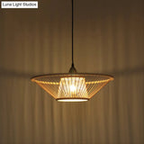 Bamboo Hand-Made Ceiling Lamp - Modern 1-Light Beige Pendant For Dining Room