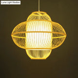 Bamboo Lantern Pendant Lamp - Beige Hanging Ceiling Light 18/23.5 Wide