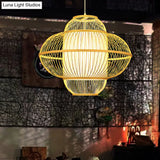 Bamboo Lantern Pendant Lamp - Beige Hanging Ceiling Light 18/23.5 Wide