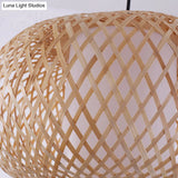Bamboo Lantern Pendant Light - Tradition Style 1 Bulb 16’/19.5’ Wide Wood Hanging Lamp Kit