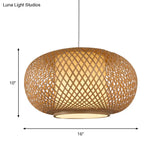 Bamboo Lantern Pendant Light - Tradition Style 1 Bulb 16’/19.5’ Wide Wood Hanging Lamp Kit